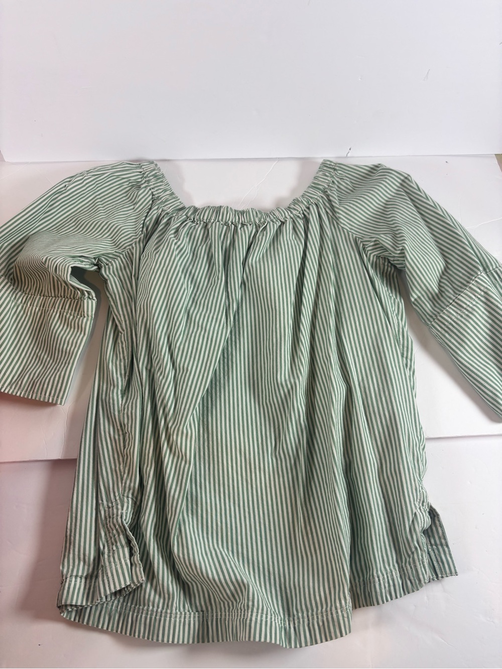 Women's Sage Green Striped Off-Shoulder Blouse